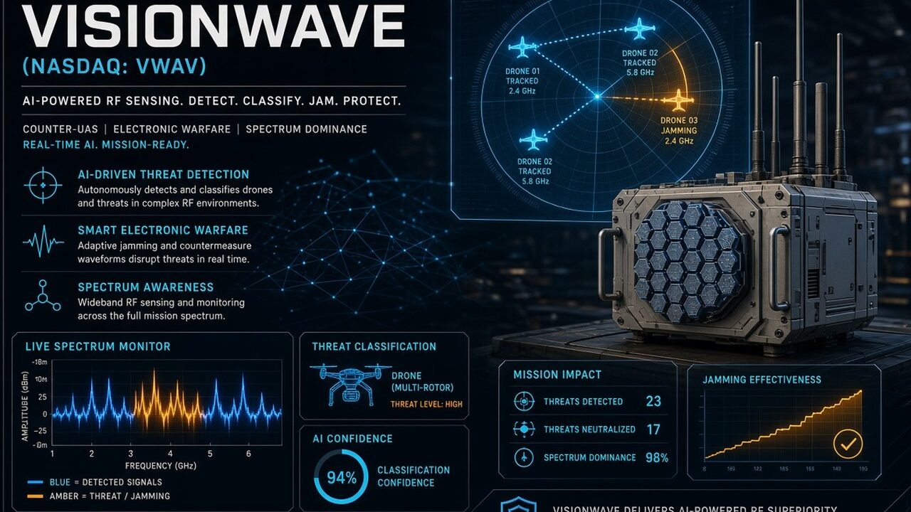 AI Defense Stock VisionWave (Nasdaq: VWAV) Details Development of RF Radar and Spectrum-Awareness Tech Aimed at Counter-UAS and Electronic Warfare